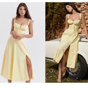 HOUSE OF CB 'Carmen' Buttercup Bustier Sundress yellow NWOT size XS